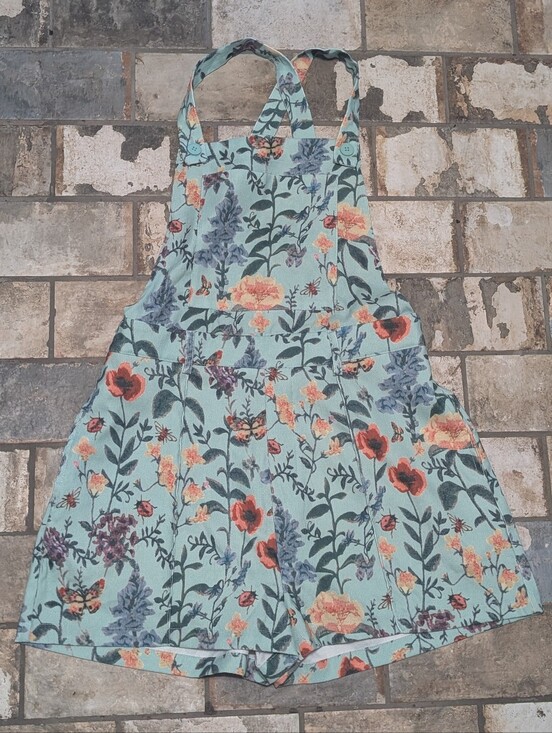 Cider Pants - NWT Cider Sage Green Lightweight Corduroy Floral Overall Romper - Women's Medium